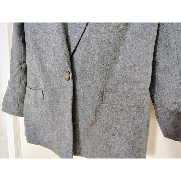 Vintage Pendleton Blazer Jacket Womens 10 TALL Grey 1 Button Virgin Wool USA - Picture 5 of 13
